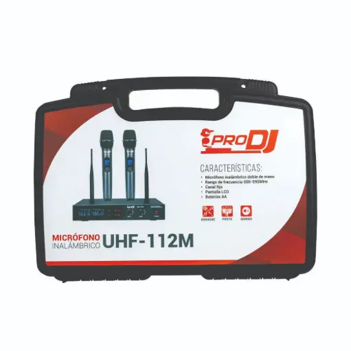 MICRÓFONO INALAMBRICO PRODJ UHF 112-M  DOBLE